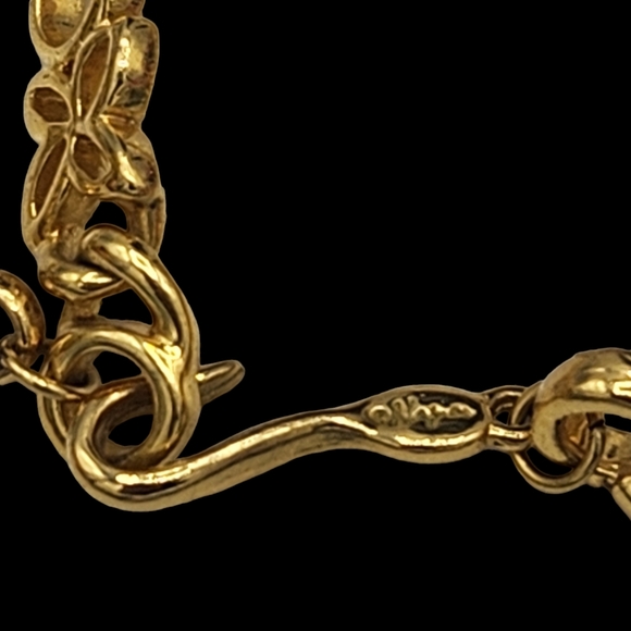 Vintage NAPIER X Enamel Necklace Rhinestone Clear Black Goldtone Elegant Classic - Picture 2 of 3